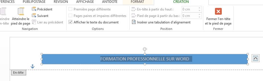 Creation en tete de page Creation en tete de page