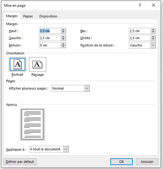 Modification de lorientation de la page Modification de lorientation de la page